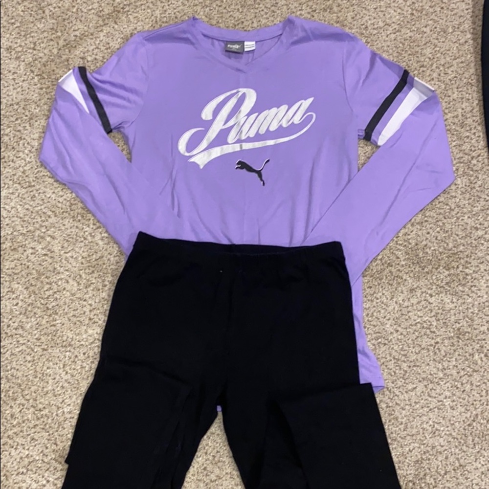 Girls Puma Shirt with Black Leggings